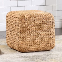 Harper Cube Water Hyacinth Pouffe